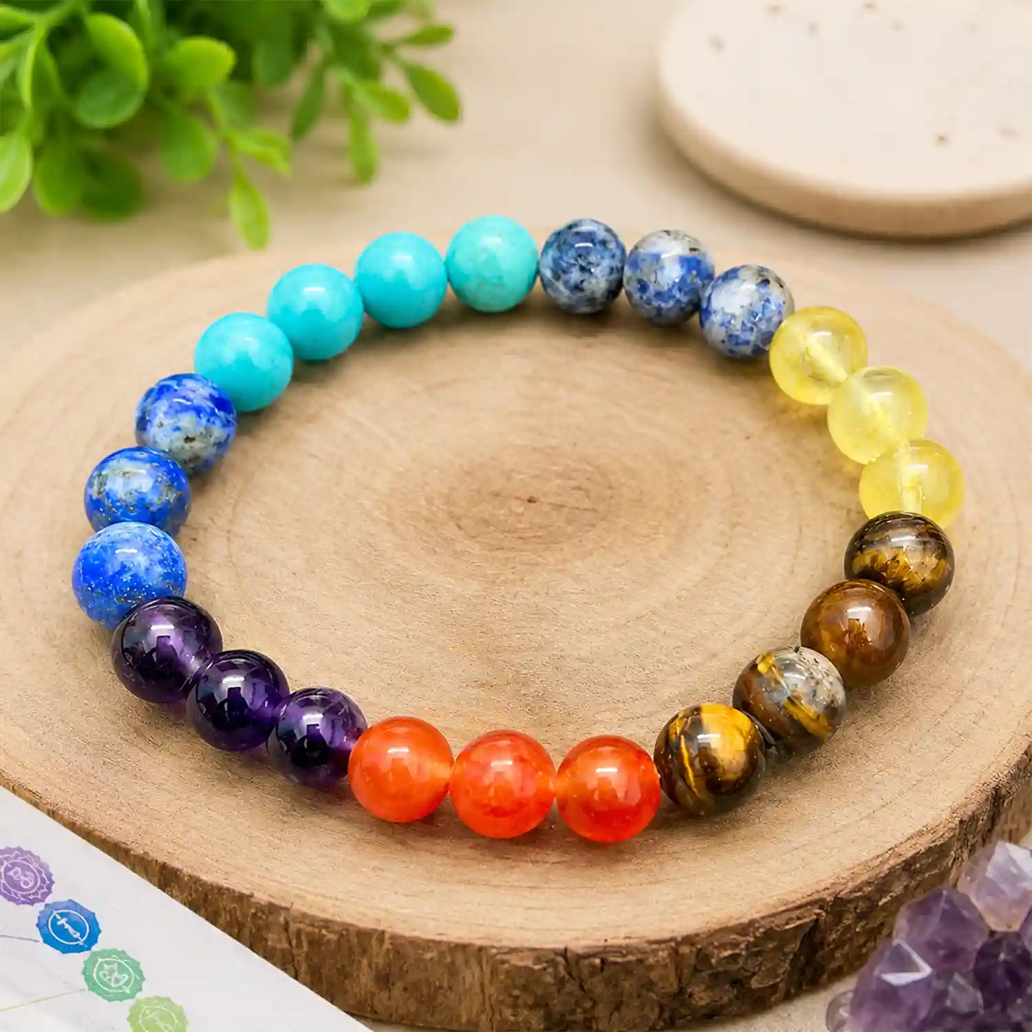 7 Chakra Bracelet – Red Carnelian, Sodalite, Lapis Lazuli, Amethyst, Tiger Eye, Citrine & Turquoise